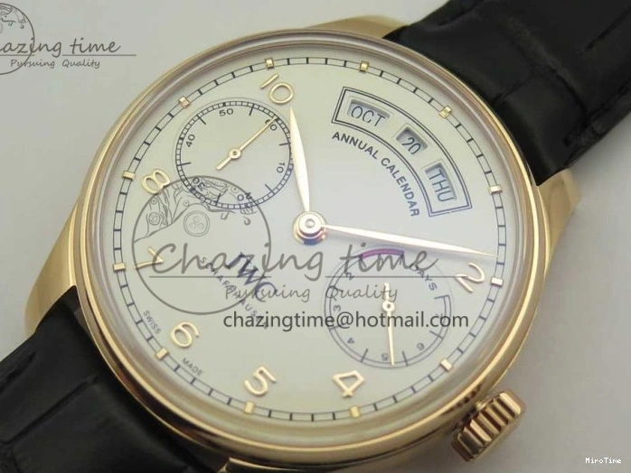 MIROTIME 0422 Thermal Portuguese Real PR Real Annual Calendar IW503501 RG ZF 1:1 Best Edition White Dial on Black Leather Strap A 7150